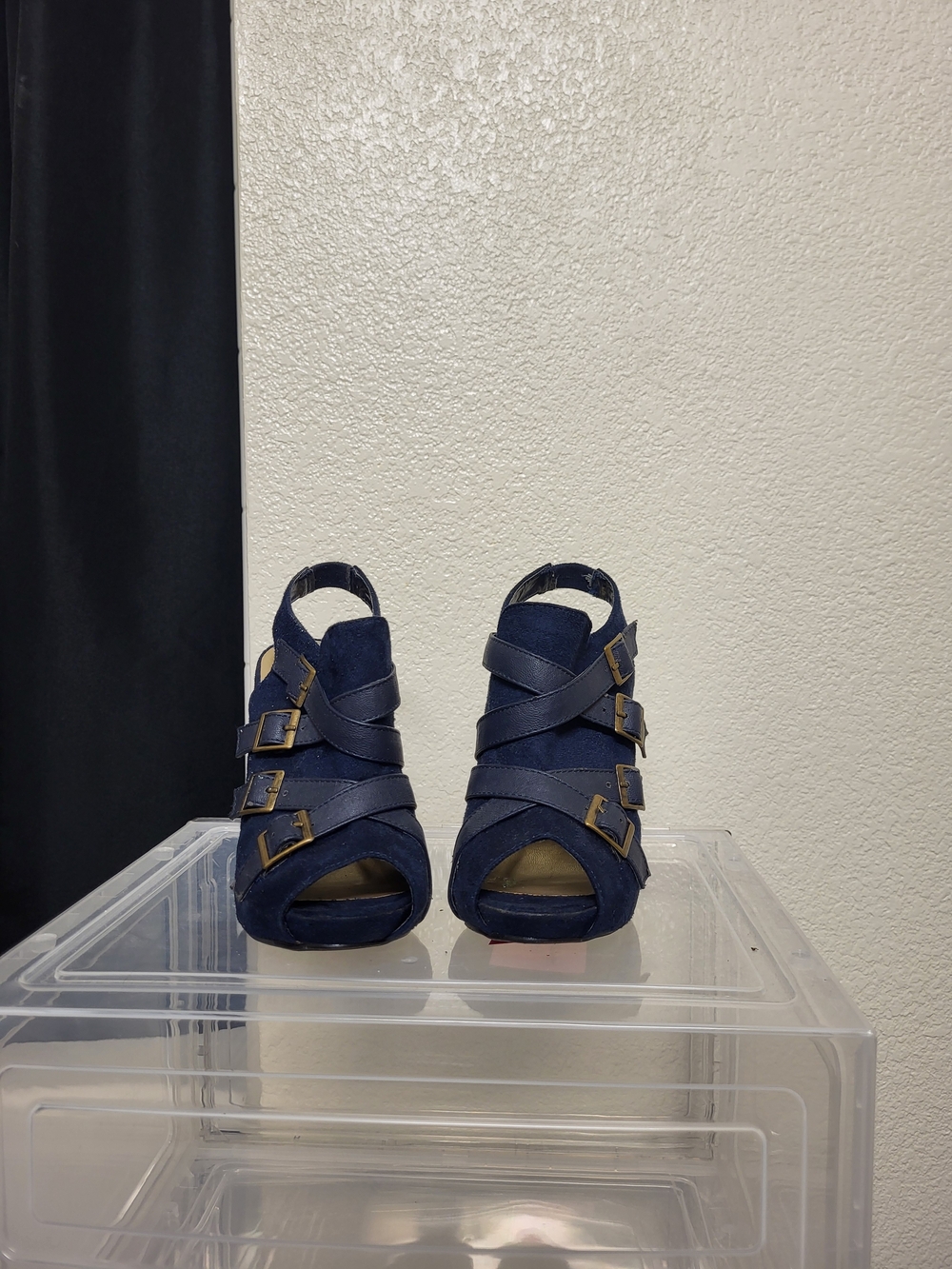 Kids Navy Strappy Buckle Sandals